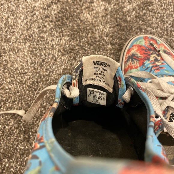 Vans Star Wars Authentic Yoda Hawaii Aloha Blue Flowers Print Sneakers - Picture 5 of 9